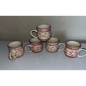 Temptations Old World 12oz Ceramic Mug Set of 5 Pink Floral